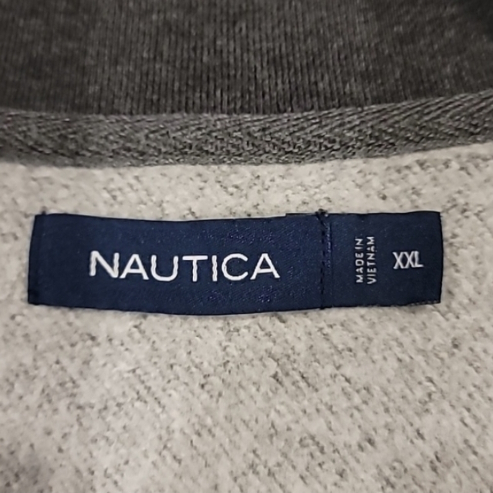 Nautica Quarter Zip Pullover Plaid Sweatshirt Top Gray XXL - Picture 9 of 11